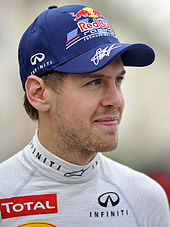Sebastian Vettel, de verdedigende wereldkampioen coureurs.  