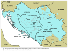 Servo-Kroatisch op het Balkanschiereiland, in 2005  