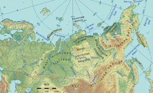 Large landscapes and main rivers of Siberia
