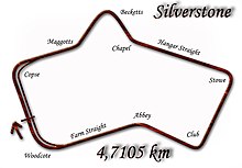Silverstone, (aunque con 3 cambios en torno a la recta de la Granja y Woodcote) utilizado en 1950-1990  