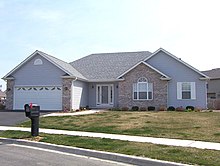 O casă unifamilială nou construită în SUA.  