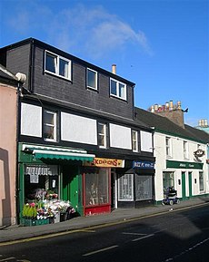 Kleine bedrijven in Dalrymple Street in Greenock, Schotland  