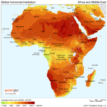 Zonnestraling in Afrika en het Midden-Oosten