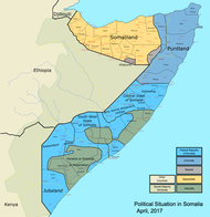 Carte politique de la Somalie (à partir du 25 mai 2012).