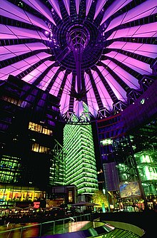 Sony Center in Berlin as an example of architecture associated with cyberpunk