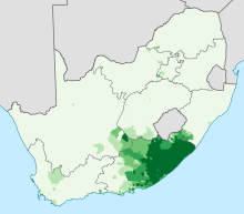 Proportion of isiXhosa speakers in South Africa (2011)