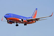 Een 737-700 van Southwest Airlines  