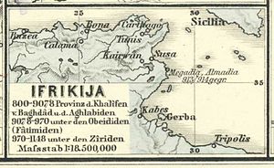 Ifrīkija in a map from 1877