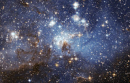 Uma região de formação de estrelas na Grande Nuvem de Magalhães. Imagem da NASA/ESA