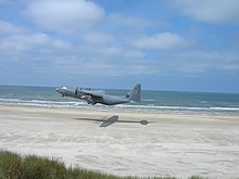 Lockheed C-130 of the Danish Air Force taking off on Vejers Strand