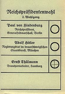 2e ronde stembiljet voor de verkiezingen van 1932