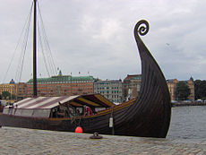 Um navio Drakkar em Estocolmo.