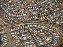 Aerial view of a suburban settlement in the USA near Colorado Springs
