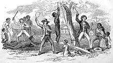 Los blancos castigan a los esclavos negros.  