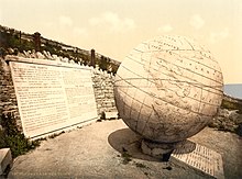 "Great Globe" made of limestone in Durlston Country Park in Swanage (England) from 1887.