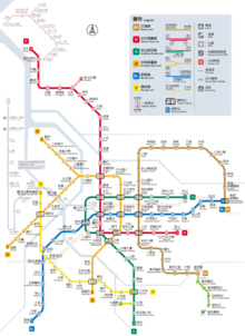 Актуална карта на метрото в Тайпе  