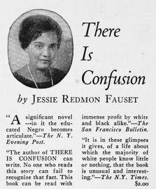 Jessie Redmon Fauset's boek "There is Confusion" wordt in 1924 door de kranten besproken.
