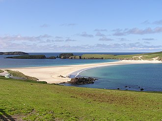 The Ayre of St Ninian's Isle in the Shetland Islands, the largest tombolo in the United Kingdom.