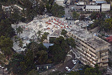 FN:s högkvarter i Haiti efter jordbävningen 2010.