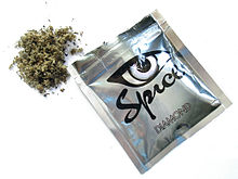 Un sacchetto di cannabis sintetica di marca Spice