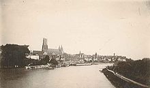 Ulm in May 1888 with the main tower of the cathedral nearing completion