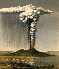 Картина сделанная в 1822 изображая что извержение 79 г. н.э. горы Везувия может выглядеть как.