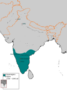 Extensão do império de Vijayanagara