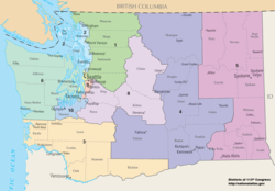 Os distritos congressionais de Washington desde 2013