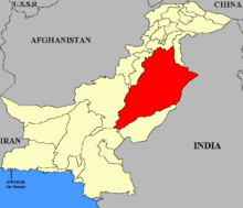 Kaart van West Punjab in Pakistan