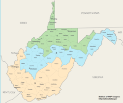 Kongresové obvody Západní Virginie od roku 2013