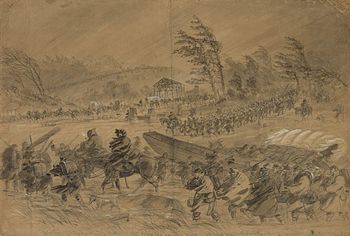 Armata de la Potomac în mișcare. Schițat lângă Falmouth, Virginia, 21 ianuarie 1863.