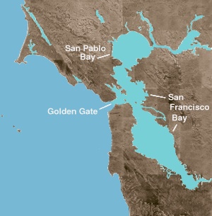 La baie de San Francisco, la baie de San Pablo et le Golden Gate