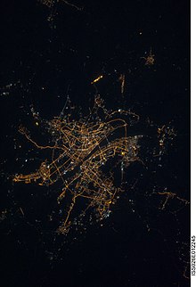 Wuhan photographed at night from ISS, 2010