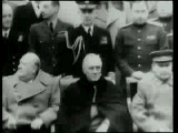 Churchill, Roosevelt en Stalin (in die volgorde)