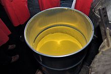 A container of powdered yellowcake