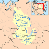A bacia do rio Yenisei, que inclui o lago Baikal