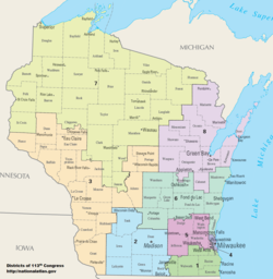 Конгресните райони на Уисконсин от 2013 г. насам  