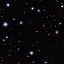 L'ammasso di galassie mature più distante, preso con il Very Large Telescope dell'ESO in Cile e il telescopio Subaru del NAOJ alle Hawaii