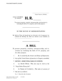 Kongressin SOPA-lain ensimmäinen sivu  