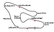 De Österreichring met de chicane, gebruikt van 1977 tot 1987  