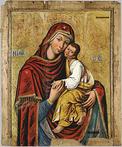 Lance Mary and Lance Child , icona russa, 1656, pittore non noto