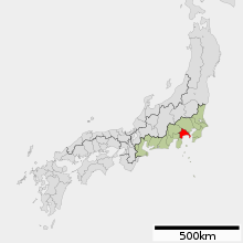 Location of Sagami (red) in Tōkaidō (green).